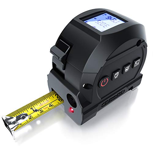 Brandson - Telémetro láser 2 en 1 con cinta de 5 m - Medidor digital de distancia volumen área pitágoras - Rango hasta 40 m - Alta precisión - Batería recargable - Pantalla LCD - Construcción etc