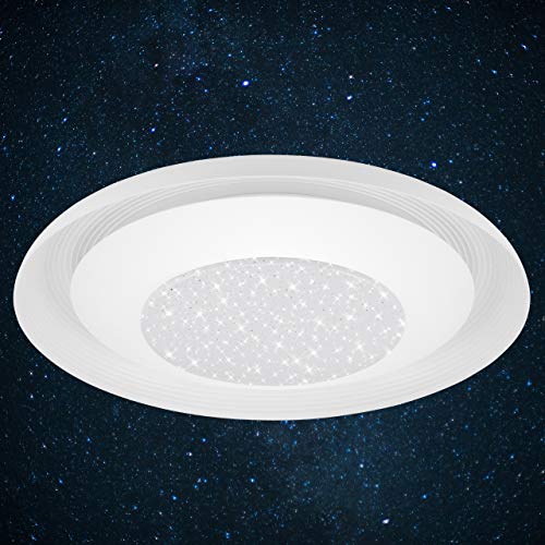 Briloner Leuchten 3066-016 - Lámpara de techo LED, con decoración de estrella, efecto de luz directa/indirecta, 900 lúmenes, 4000 Kelvin, 36,5 cm de diámetro, 12 W, blanco