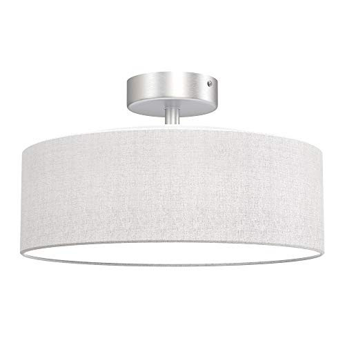 Briloner Leuchten - lámpara de techo, 1 x E27 máx. 40 vatios, pantalla de tela, color: blanco satinado, diámetro de 30 cm Briloner Leuchten - lámpara de techo, 1 x E27 máx. 40 vatios, pantalla de tela, color: blanco satinado, diámetro de 30 cm
