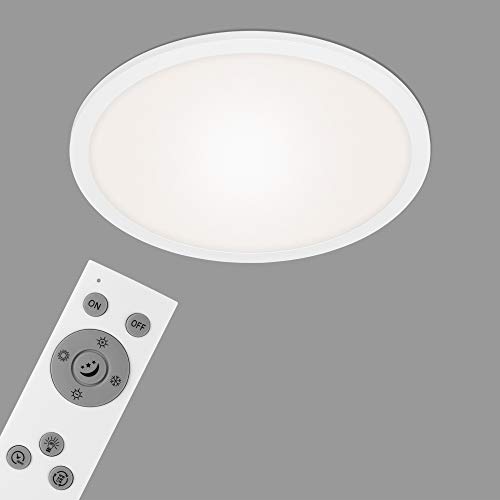 Briloner Leuchten - Panel LED, lámpara de techo regulable, incluye mando a distancia, control de temperatura de color, luz nocturna, 24 vatios, 2200 lúmenes, blanco, Ø40 cm