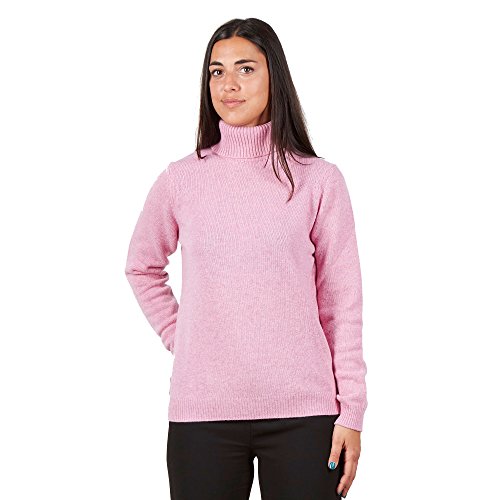 BRUNELLA GORI Jerséis Suéter de Cuello Alto para Mujer en 100% Lana Virgen Color Rosa Talla L