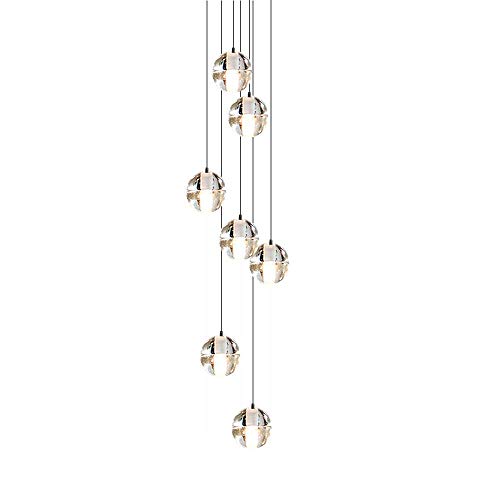 CARYS Lámpara Araña de Techo de Cristal, LED 7-light para Moderno Decoración Instalación Fija con Lámpara de Techo para Recibidor, Barra, Cocina, Comedor, Habitación Niños