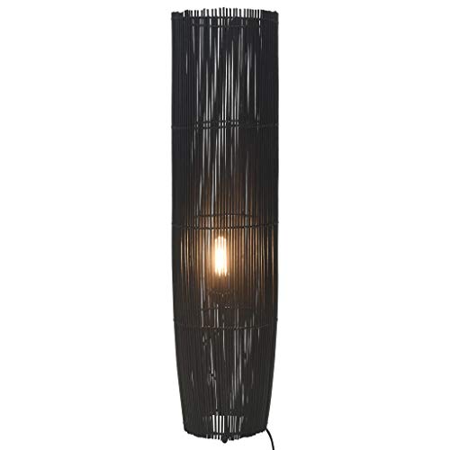 Cikonielf Lámpara de pie de bambú de mimbre Rattan E27 Lámpara de suelo de sauce para la decoración del salón, 24 x 72 cm (bombilla no incluida), color negro