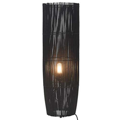 Cikonielf Lámpara de pie de bambú de mimbre Rattan E27 Lámpara de suelo de sauce para la decoración del salón, 26 x 84 cm (bombilla no incluida), color negro