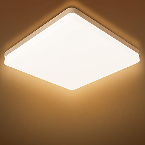 Combuh Plafón LED 48W 4320Lm Fácil de Instalar Modernos Lampara de Techo para Dormitorios Salones Cocina Blanco Cálido 3000K Cuadrado Ø30*30 * 4CM