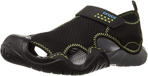 Crocs Swiftwater Sandal Men, Zapatos de Agua para Hombre, Negro (Negro/Charcoal), 43/44 EU