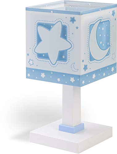 Dalber Moon Light Lámpara Mesilla infantil Luna y Estrellas MoonLight Azul, 40 W