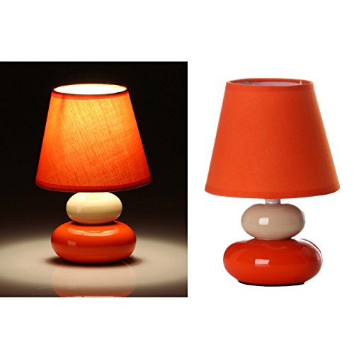 dcasa - Lámpara para mesita de noche pop crema-naranja de cerámica para dormitorio Arco Iris