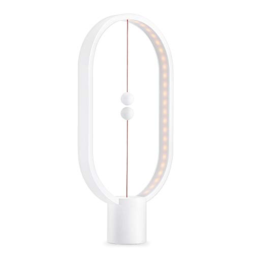 DesignNest by Allocacoc Heng Lamp, Lámpara Innovadora y Diseño, Madera, Blanco, Ellipse
