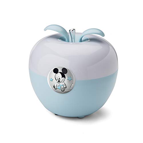 Disney - Mickey Mouse - Lampara nocturna infantil LED de mesita de noche - Se enciende mágicamente soplando - Con detalles plateados - Perfecto como regalo para bebés - Varios colores