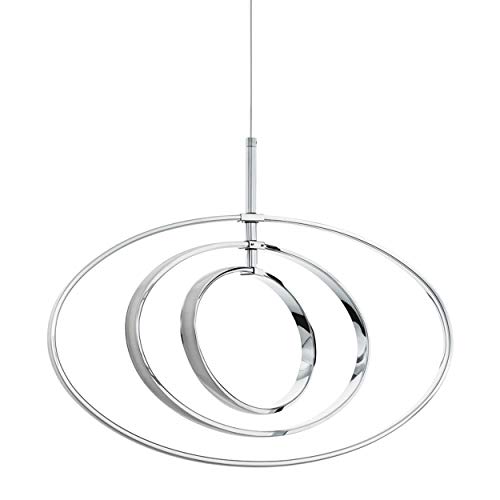 EGLO Lámpara colgante LED Pausia, 3 focos, regulable, de acero, aluminio y plástico, lámpara de mesa de comedor, lámpara colgante en cromo, color blanco