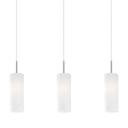 Eglo Troy 85978 - Lámpara de techo, acero y cristal, color plateado y blanco, 72 x 10.5 x 110 cm