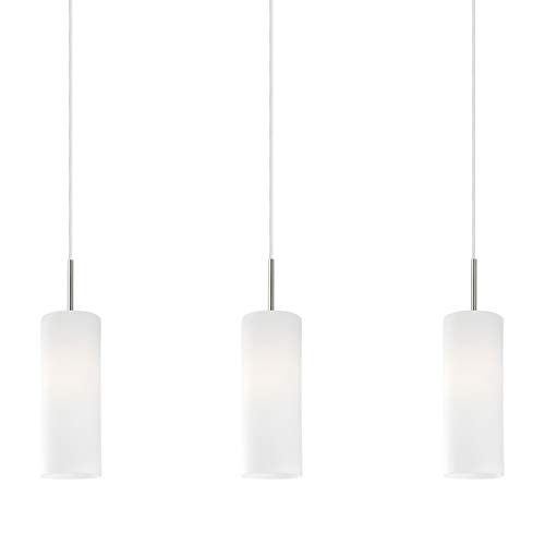 Eglo Troy 85978 - Lámpara de techo, acero y cristal, color plateado y blanco, 72 x 10.5 x 110 cm Eglo Troy 85978 - Lámpara de techo, acero y cristal, color plateado y blanco, 72 x 10.5 x 110 cm