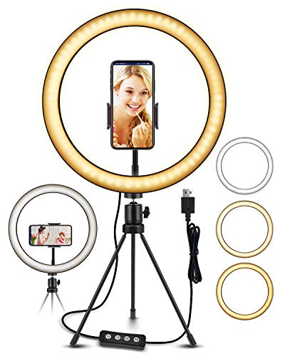 ELEGIANT Anillo de Luz LED Fotografia 10.2" de Escritorio, Aro de Luz con Trípode Control Remoto Inalámbrico 3 Colores, 11 Brillos Altura Regulable para Móvil Selfie Maquillaje Youtube TIK Tok Live