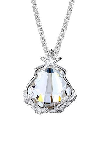 Elli para mujer con diseño de lámpara de techo colgante para collar con colgante en forma de estrella de mar magicaldeco conchas y blanco 925 de cristal plateado - 45 cm - 0109521914_45