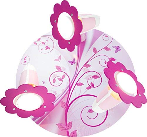 Elobra - Lámpara de pared para habitación infantil (30 x 30 x 18 cm), diseño de mariposa, color rosa