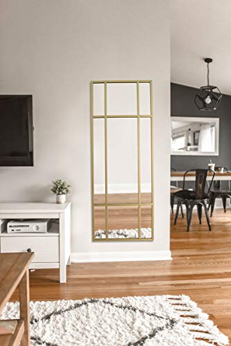 Espejo de Cuerpo Entero Rectangular Dorado [160 x 60 x 3cm] | Diseño danés | Espejo Grande y Largo de pie | Vertical y Horizontal