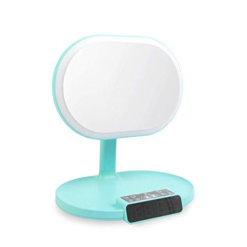 Espejo de maquillaje LED, se puede utilizar como lámpara de escritorio, la inducción del cuerpo humano multi-función de despertador, mesa de música lámpara espejo tocador Bluetooth zcaqtajro