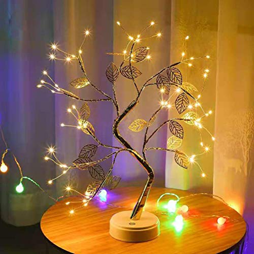 ExH Lámpara Led Para árbol Bonsai, 36 Bombillas Led en Forma de Hoja Luces de Rama de árbol de Alambre Luz de Mesa Bonsai Árbol Luz Nocturna para Decoraciones de Sala