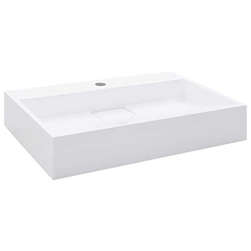 Festnight Lavabo de Baño Lavabo sobre Encimera 60x38x11 cm Resina Mineral/Mármol Blanco Festnight Lavabo de Baño Lavabo sobre Encimera 60x38x11 cm Resina Mineral/Mármol Blanco