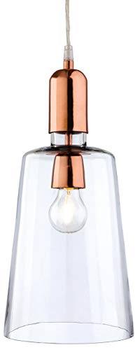Firstlight 2350CP E27 60 Watt 1 11 Craft rosca Edison Lámpara de techo, de cobre con cristal transparente