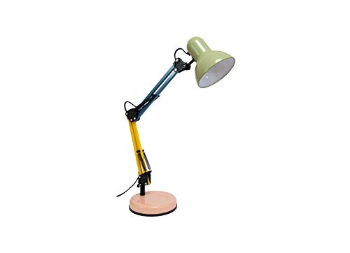 Fisura | Lámpara de Escritorio"Ralph" Articulada, Flexo de mesa Decorativo. 57 x 14 cm. Bombilla E27. Metal. (Verde)