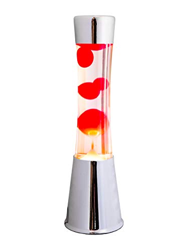 Fisura LT0322 Lámpara Grande de Lava Magma con Liquido Rojo | Lámpara de Lava Original Color Plateado Cromado, 40 cm Fisura LT0322 Lámpara Grande de Lava Magma con Liquido Rojo | Lámpara de Lava Original Color Plateado Cromado, 40 cm