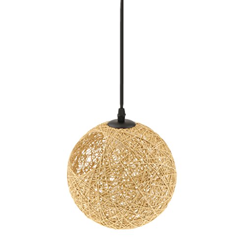 Gazechimp 20CM Lámpara de Techo Diseño con Bola con Agujero de Hierro + Bambú Rattan Accesorio Decorativo de Cafetería de Hogar - de lino