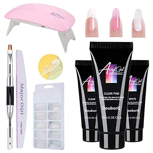 Gel nails kit,Anself 15ml Nail Gel de Construcción Rápida Gel UV Espátula Extensión del cepillo Puntas falsas Set