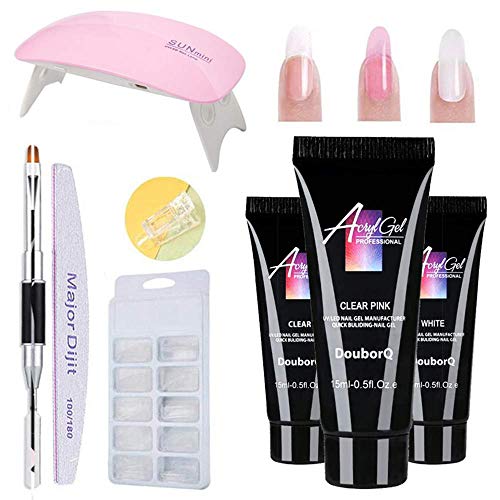 Gel nails kit,Anself 15ml Nail Gel de Construcción Rápida Gel UV Espátula Extensión del cepillo Puntas falsas Set