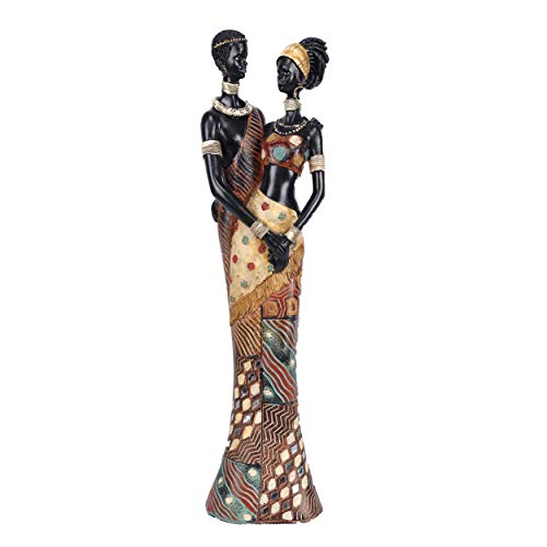 Gran estatua africana de diseño original moderno en resina Massai Decoración de la pareja de un hombre y una mujer africana enamorados, estatuilla para decorar su habitación de la casa Decoración de l