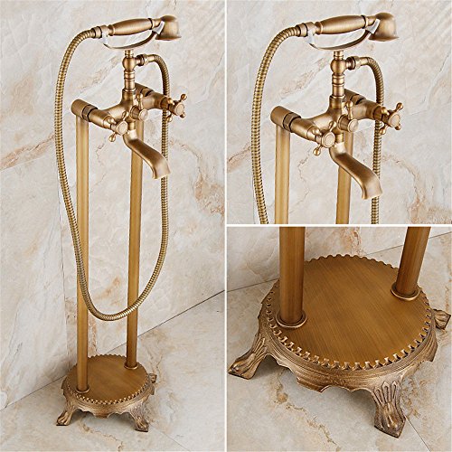 Grifo De Lavabo Para Grifo De Lavabo Grifería De Bañera De Estilo Europeo Bañera De Pie De Cobre Grifo De Ducha Válvula De Mezcla De Agua Fría Y Caliente Antigua Set De Ducha Sistema De Ducha