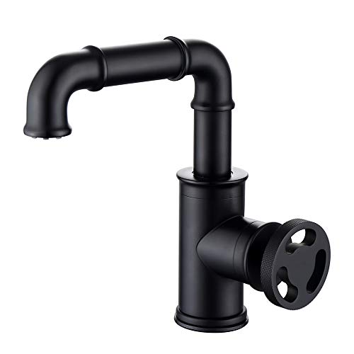 Grifo Lavabo Vintage industrial Steampunk Estilo Fregadero Mezclador, Retro Negro latón Grifo, Soltero Manejar Grifo, Agua Fría y Caliente, para Baño Cocina Hotel Ingenieria Decoración Grifo Lavabo Vintage industrial Steampunk Estilo Fregadero Mezclador, Retro Negro latón Grifo, Soltero Manejar Grifo, Agua Fría y Caliente, para Baño Cocina Hotel Ingenieria Decoración