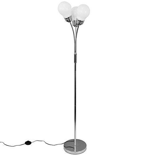 Grundig 871125248726 Floor Lamp Triple Light, cristal, plata, 12 x 12 x 140 cm