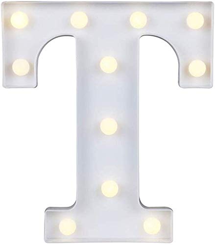 Gspirit LED Marquesina Carta Luces 26 Alfabeto Encender Firmar Navidad Luz de noche Lámpara para Boda Casa Fiesta Bar Decoración (T)