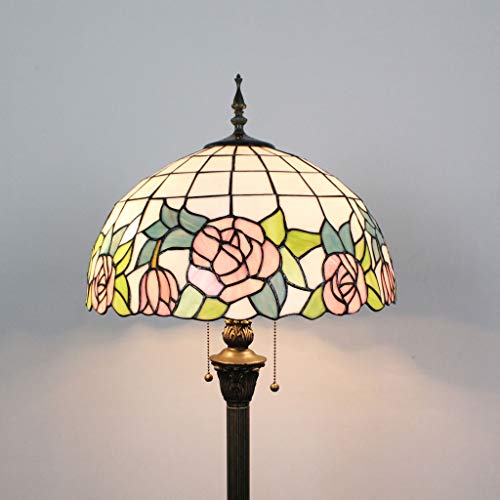 Gweat Tiffany Lámpara de pie Creativa Creativa del sofá del salón de la Sala de Estar del Dormitorio de la Sala de Estar del café de la Vitrina de la Flor de 16 Pulgadas