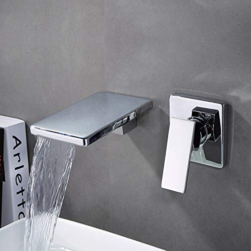 GYZBY El Grifo ocultó el Grifo de la Cascada en la Pared del Lavabo Negro Mate Agua fría y Caliente del Lavabo del Grifo