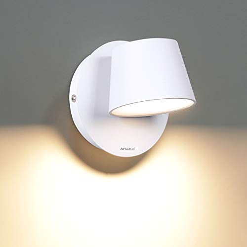 HAWEE Moderno Lámpara de Pared LED Luz de Lectura de Pared Giratoria de 350° Estilo Nórdico Focos de Pared LED Luz de Pared para Dormitorio Sala de Estar Pasillo Escaleras, Blanco 3000K