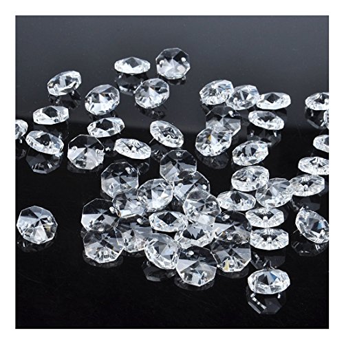 H&D - 100 piezas de 18 mm de cristal transparente con 2 agujeros octagonales para lámpara de araña de cristal