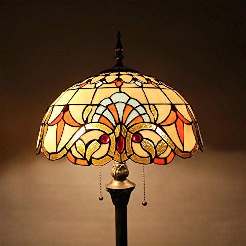 HDO Lámpara de pie hecha a mano del vidrio manchado creativo de lujo elegante del estilo pastoral barroco de 16 pulgadas