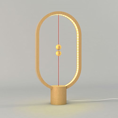 Heng Lamp Elipse, Light Wood. Lámpara Led, premiada con un Reddot al diseño, con un encendido magnético original y único
