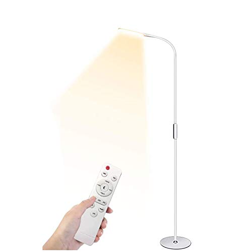 HENZIN Lámpara de pie LED de 9W regulable con control remoto y operación táctil para la oficina, sala de estar, dormitorio y lectura, comida romántica y fecha (Blanco)