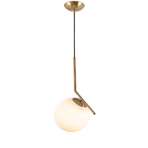 HJXDtech Colgante Luz, Pantalla de Bola de Cristal Blanco y Accesorios de Iluminación de Hierro Dorado Candelabro Araña de Luces, Cocina y Comedor y Dormitorio Lámpara Colgante de Techo (C)