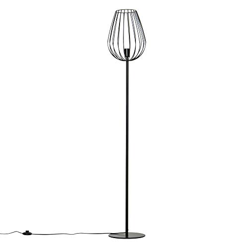 HOMCOM Lámpara de Pie con Base de Metal para Salón Dormitorio Oficina Lámpara Moderna con Interruptor de Pie Ф27,5x159 cm Negro