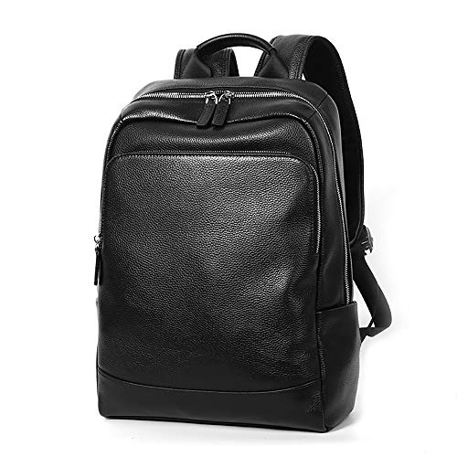 HS-LAMP Bolsa de Negocios o maletín para portátil de 15.6'' Bolso de Piel para Trabajo de Hombres y Mujeres Mochila Mensajero de Cuero auténtico (Color : Black)