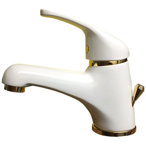 iBath - Grifo monomando para lavabo (combinación de colores exclusiva), color blanco y dorado iBath - Grifo monomando para lavabo (combinación de colores exclusiva), color blanco y dorado