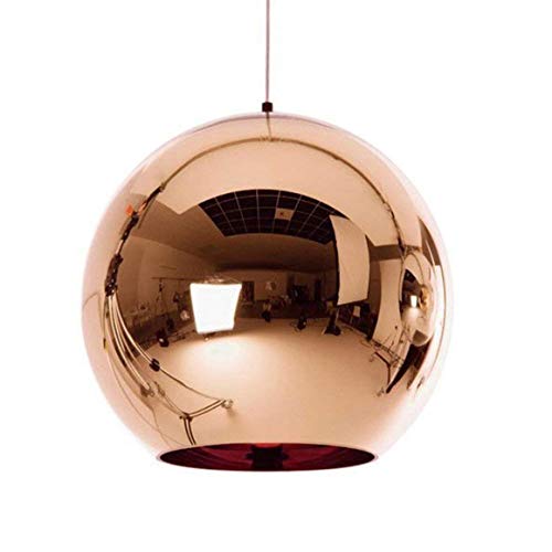 Industrial espejo moderno bola colgante Lámpara de cristal, espejo ajustable bola colgante Ligh, cortina de lámpara de techo para cocina, comedor, Bar (Cobre, 15cm)