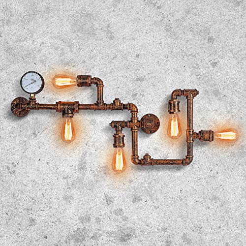 Industrial Lámparas de pared Vintage Luces de pared Lámpara de montaje Tubo de agua Apliques de pared 5 casquillos E27 para Interior Salón Pub Cafe Hotel (Oxidado) Industrial Lámparas de pared Vintage Luces de pared Lámpara de montaje Tubo de agua Apliques de pared 5 casquillos E27 para Interior Salón Pub Cafe Hotel (Oxidado)
