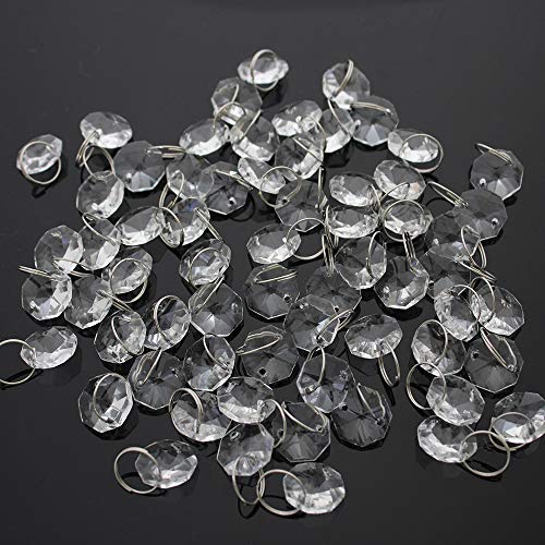 JaneYi (100 Piezas) 14mm Perlas Octogonales de Cristal Transparente y 11 mm Anillos de Acero Inoxidable con 6 Mini Ganchos para Bricolaje Cortina Araña Ventana Árbol Boda Partido Hotel Decoración JaneYi (100 Piezas) 14mm Perlas Octogonales de Cristal Transparente y 11 mm Anillos de Acero Inoxidable con 6 Mini Ganchos para Bricolaje Cortina Araña Ventana Árbol Boda Partido Hotel Decoración