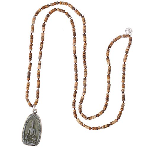 KELITCH 2020 collares colgantes de Buda plateado de la suerte cuentas de madera collares largos con cuentas nuevos collares de cristal